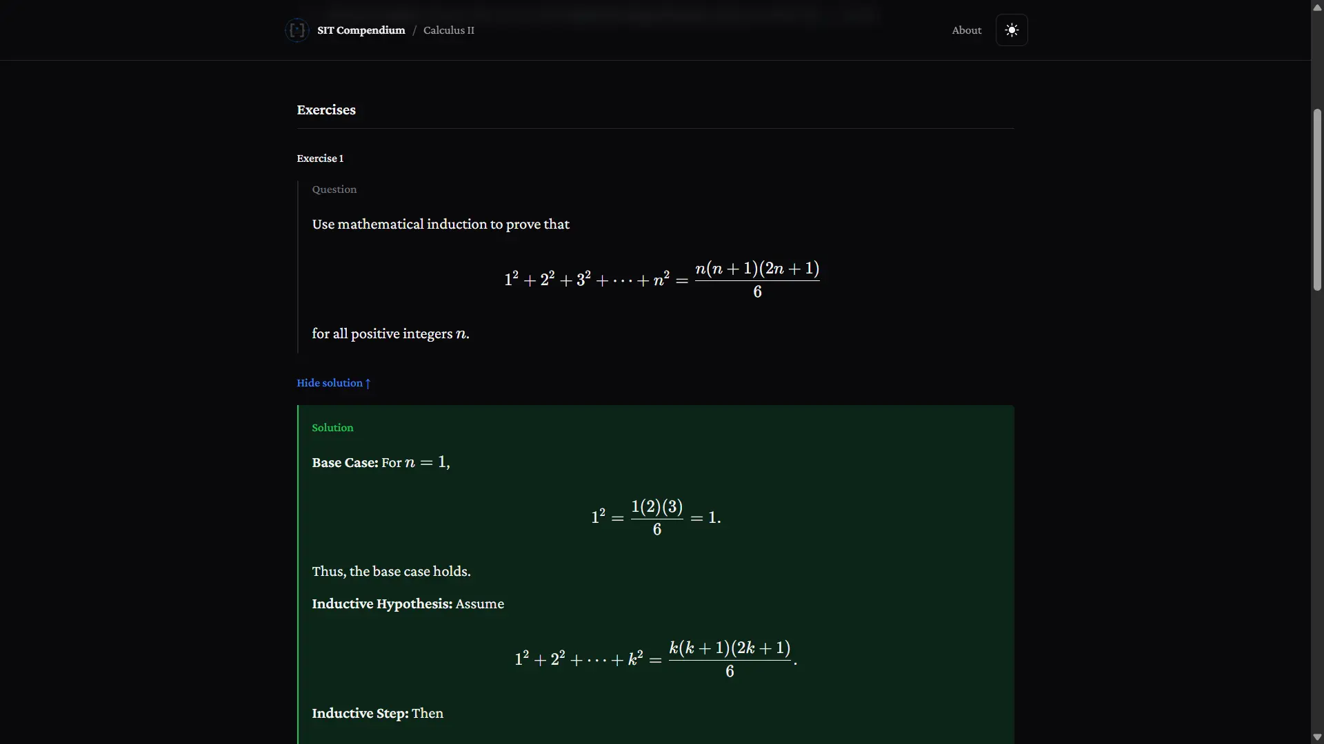 Solution page demonstrating content rendering